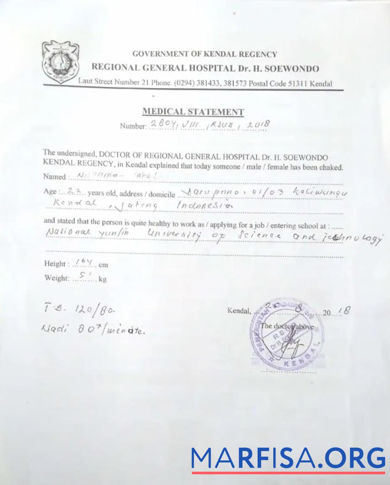 Blank Romania medical statement template